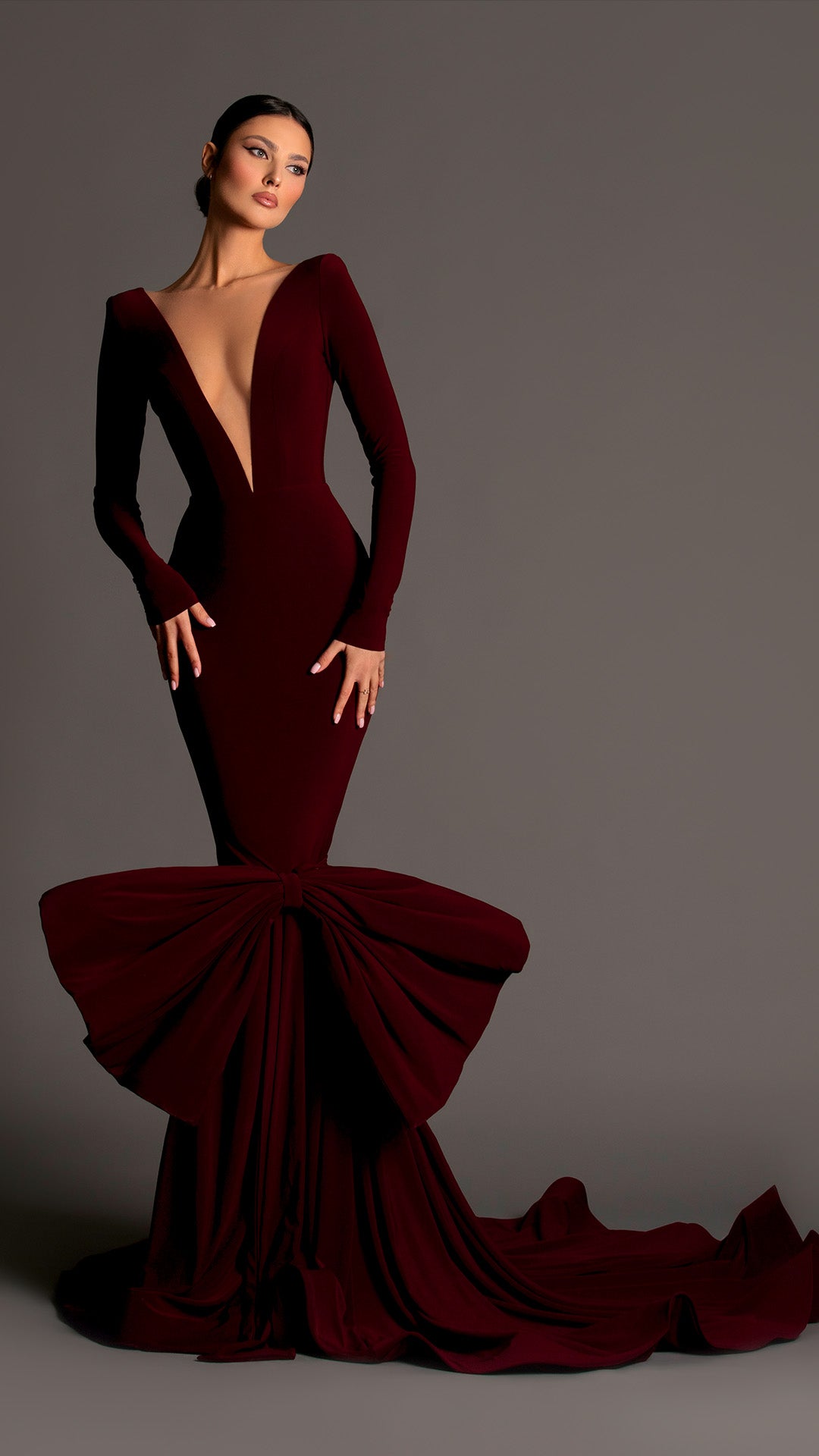 Helene - Dark Maroon Long Dress