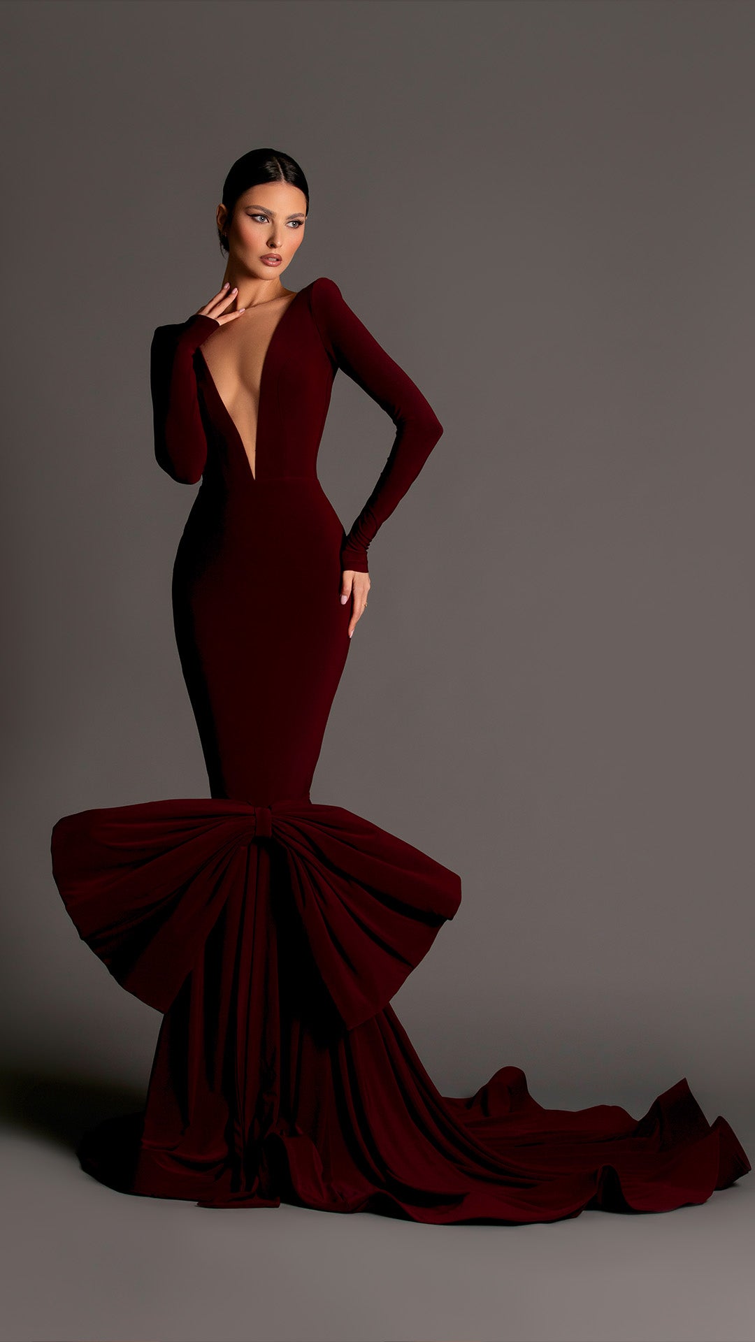 Helene - Dark Maroon Long Dress
