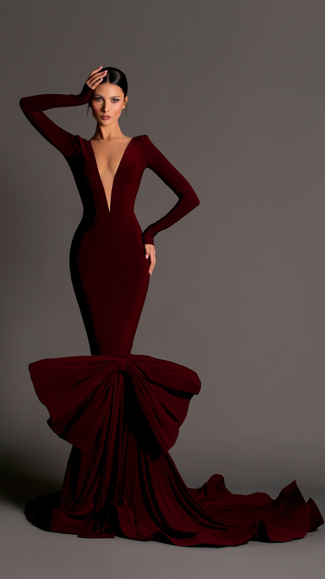 Helene - Dark Maroon Long Dress